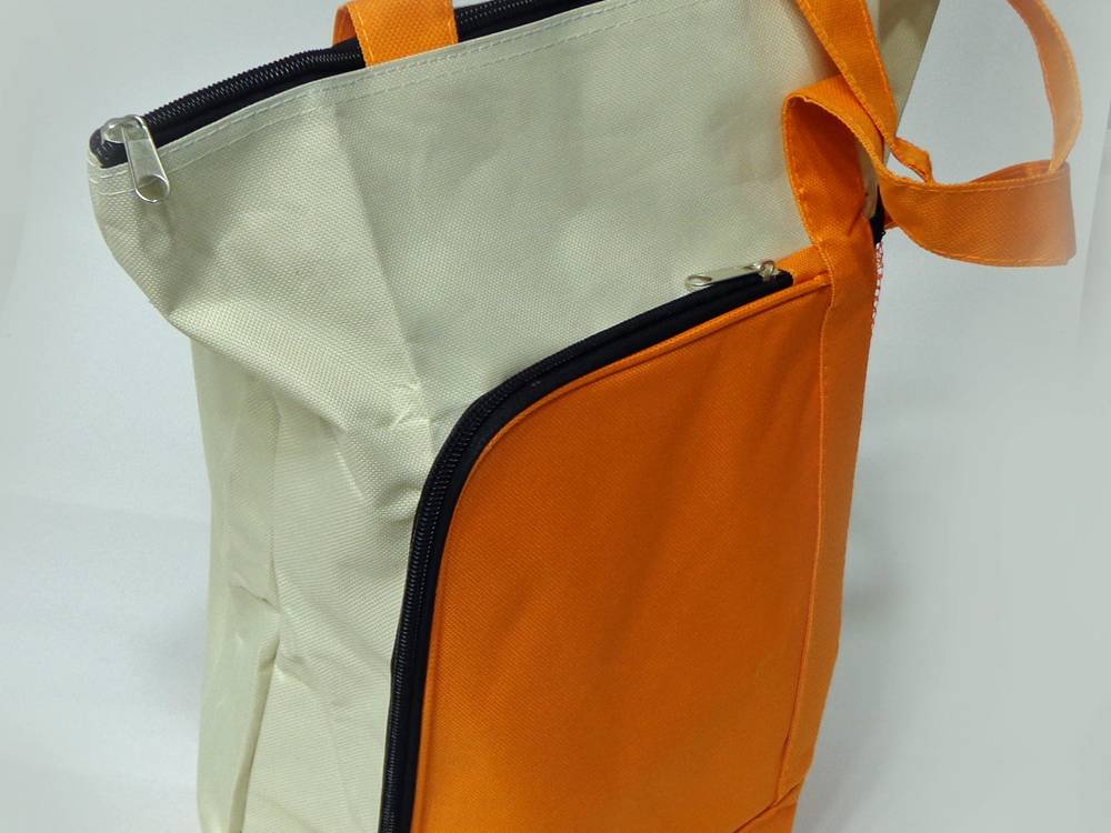 Work instrument bag, orange & buff. Volume 100x250x300mm